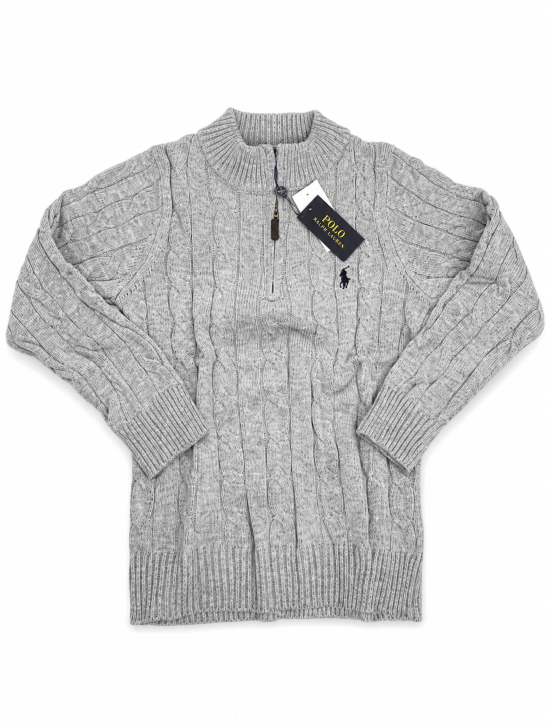 Ralph Lauren pilkas megztinis su užtrauktuku